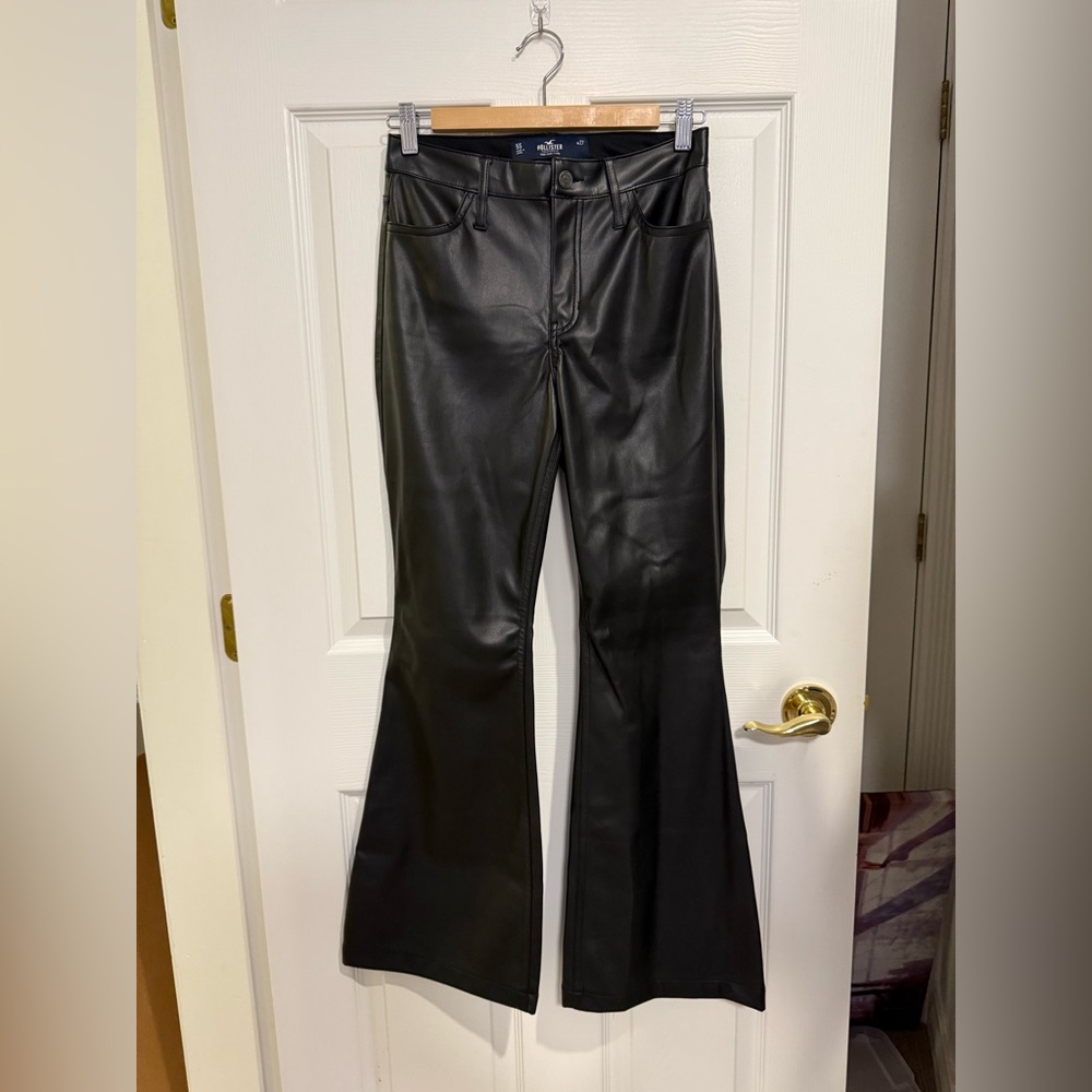 Hollister Black Faux Leather Flare Jeans